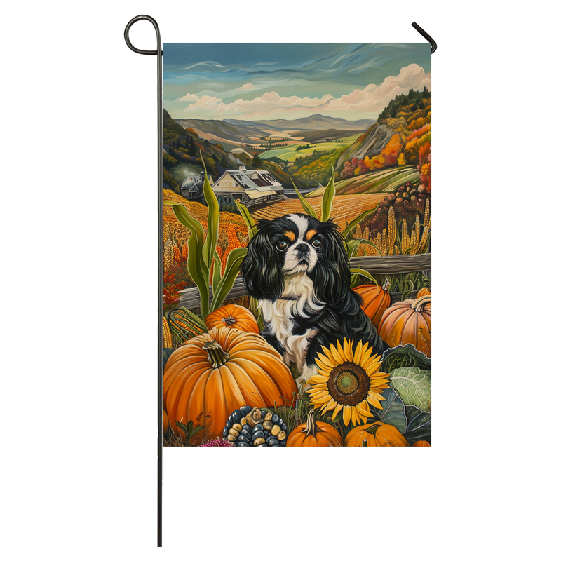 Japanese Chin Thanksgiving Garden Flag – Autumn Harvest Decor