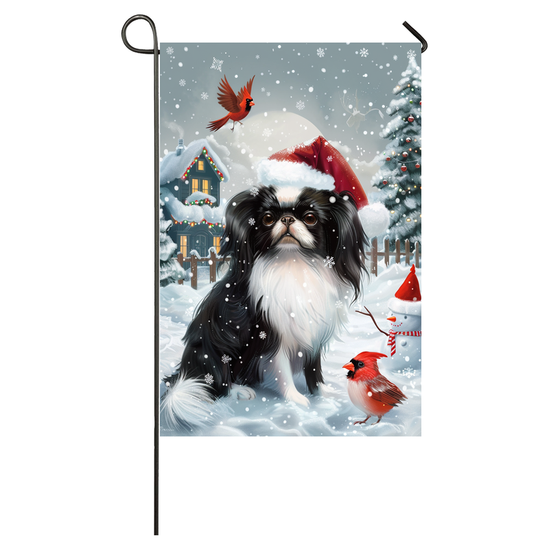 Japanese Chin Dog Lovers Let It Snow Christmas Garden Flag