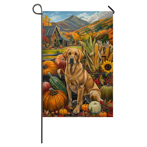 Labrador Dog Thanksgiving Garden Flag – Autumn Harvest Decor