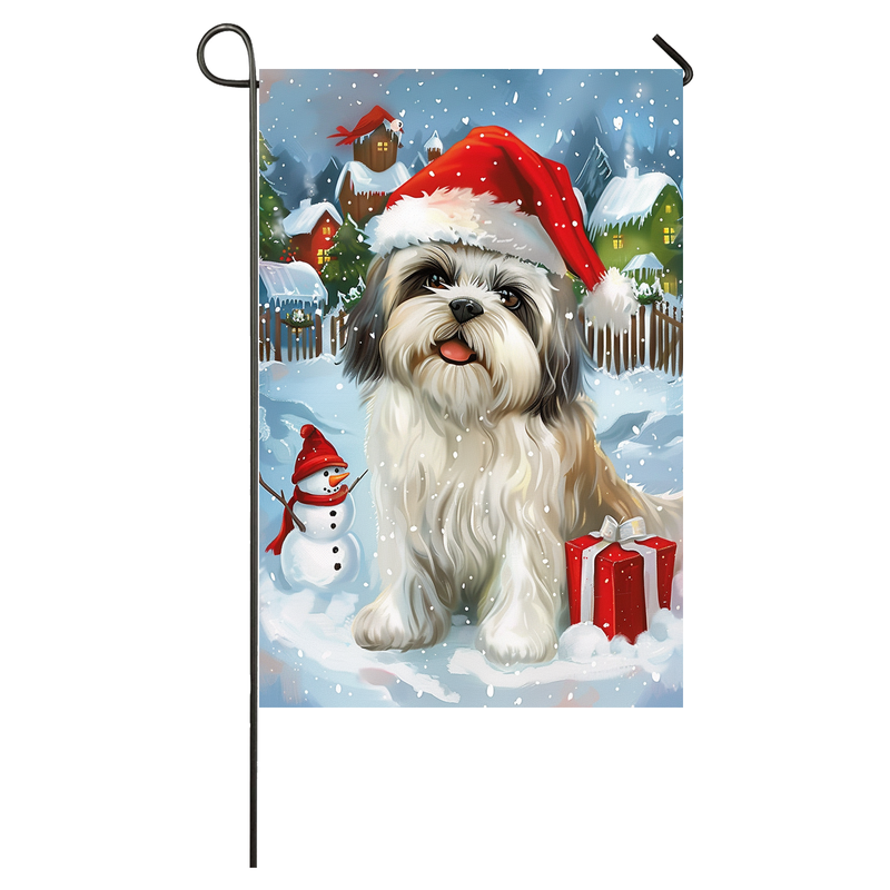 Lhasa Apso Dog Lovers Let It Snow Christmas Garden Flag