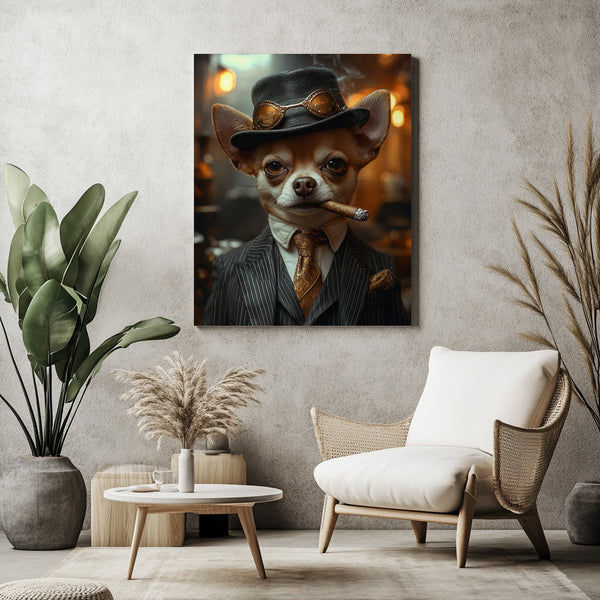 Custom Mafia Boss Dog Portrait - Gangster Style Wall Art Print