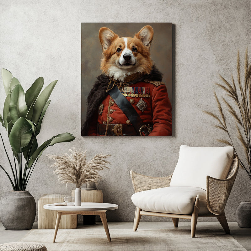 Custom British Royal Guard Dog Portrait - Regal Canvas Wall Art