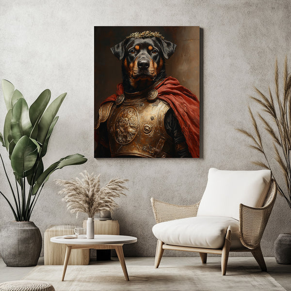 Custom Roman Gladiator Dog Portrait - Warrior Canvas Art