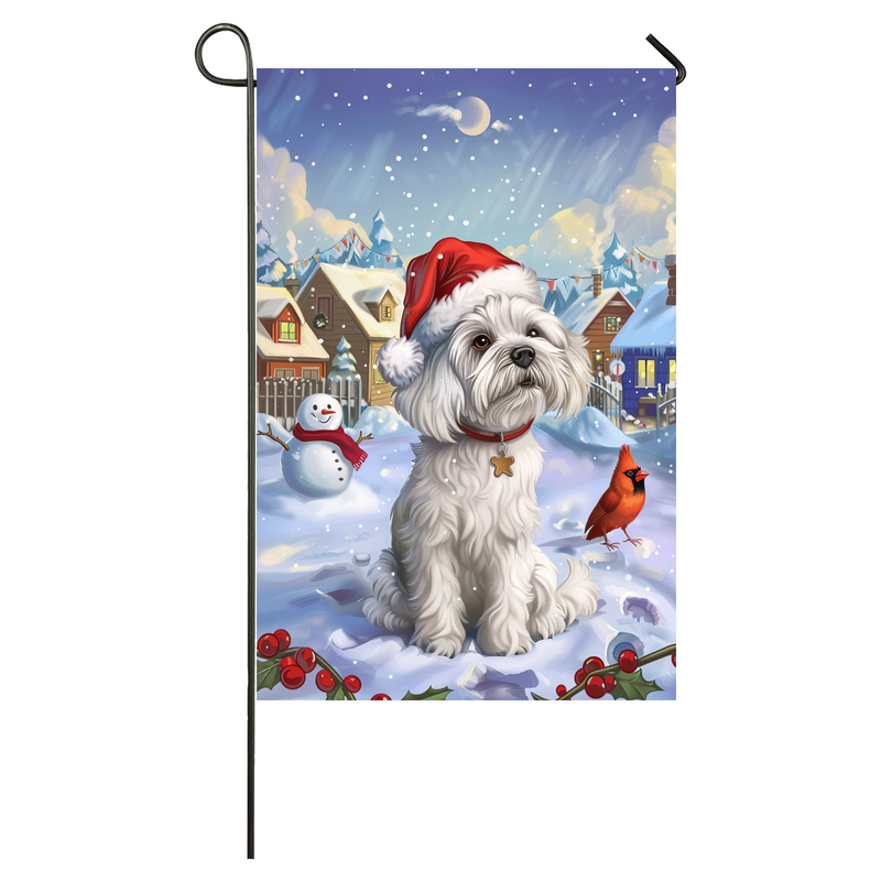 Maltese Dog Lovers Let It Snow Christmas Garden Flag