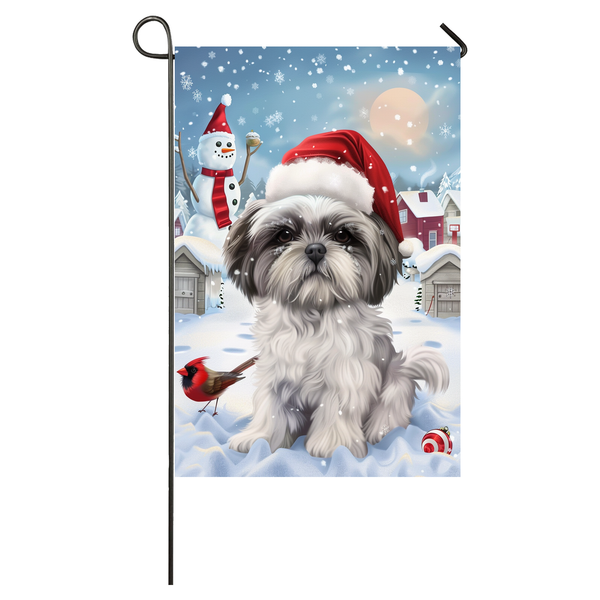 Malti Tzu Dog Lovers Let It Snow Christmas Garden Flag