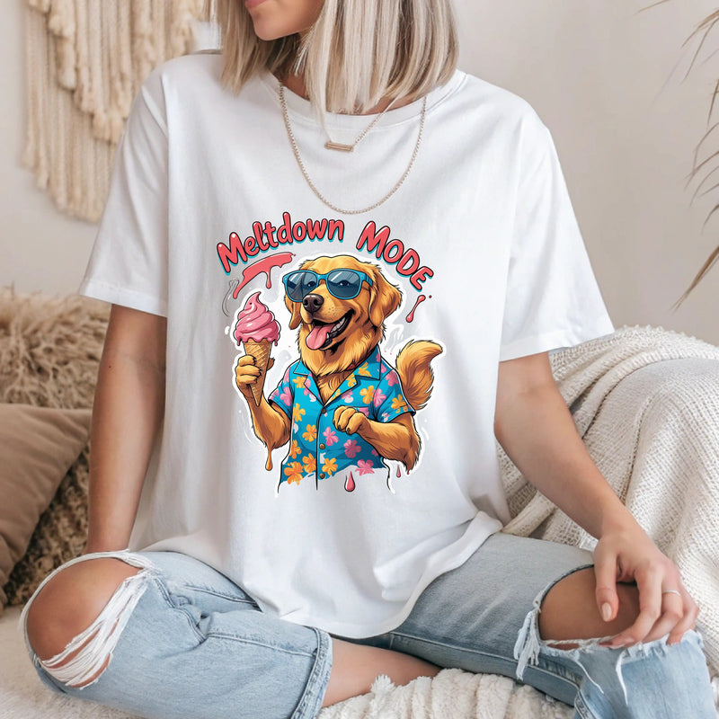 Meltdown Mode Golden Retriever T-Shirt – Funny Summer Dog Tee