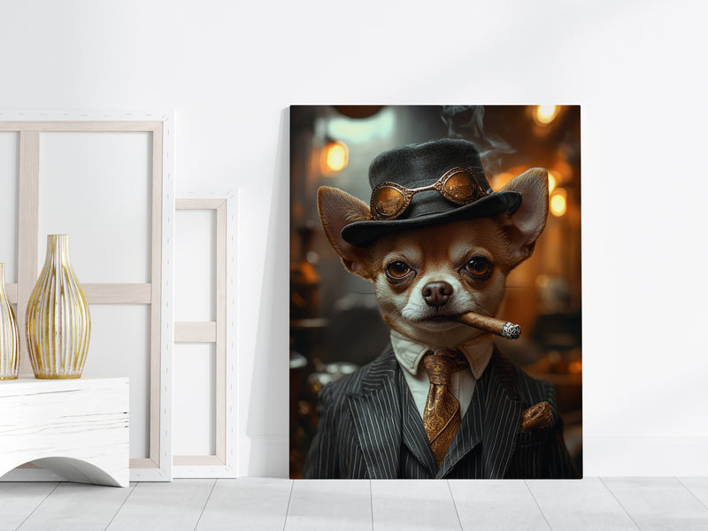 Custom Mafia Boss Dog Portrait - Gangster Style Wall Art Print