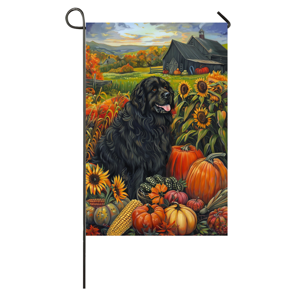 Newfoundland Dog Thanksgiving Garden Flag – Autumn Harvest Decor