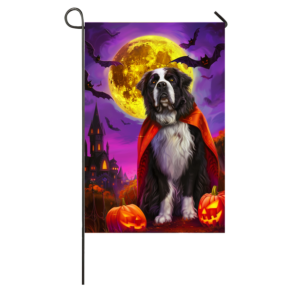 Newfoundland Dog Halloween Garden Flag, Spooky Dog Vampire Halloween House Flag