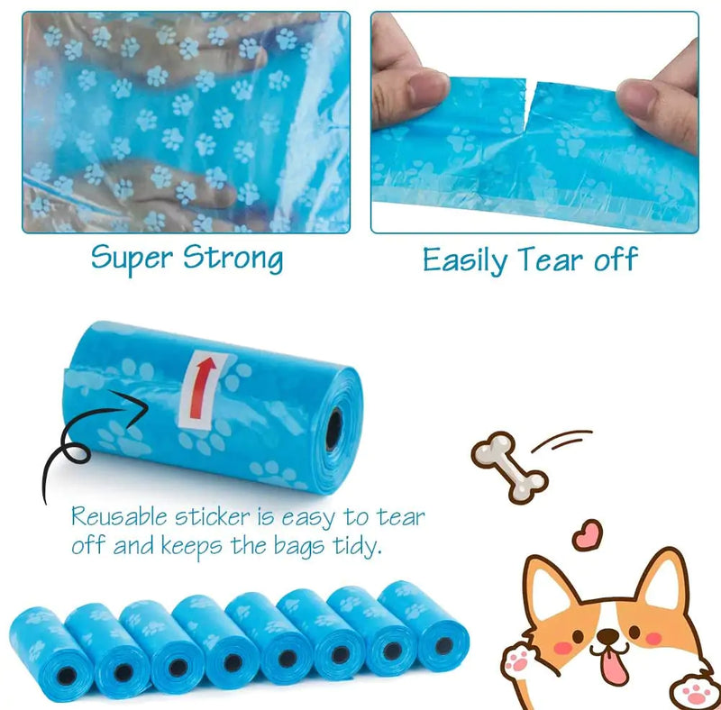 Pet Poop Disposable Bags with Paw Prints - Convenient Waste Cleanup for Dogs, Eco-Friendly