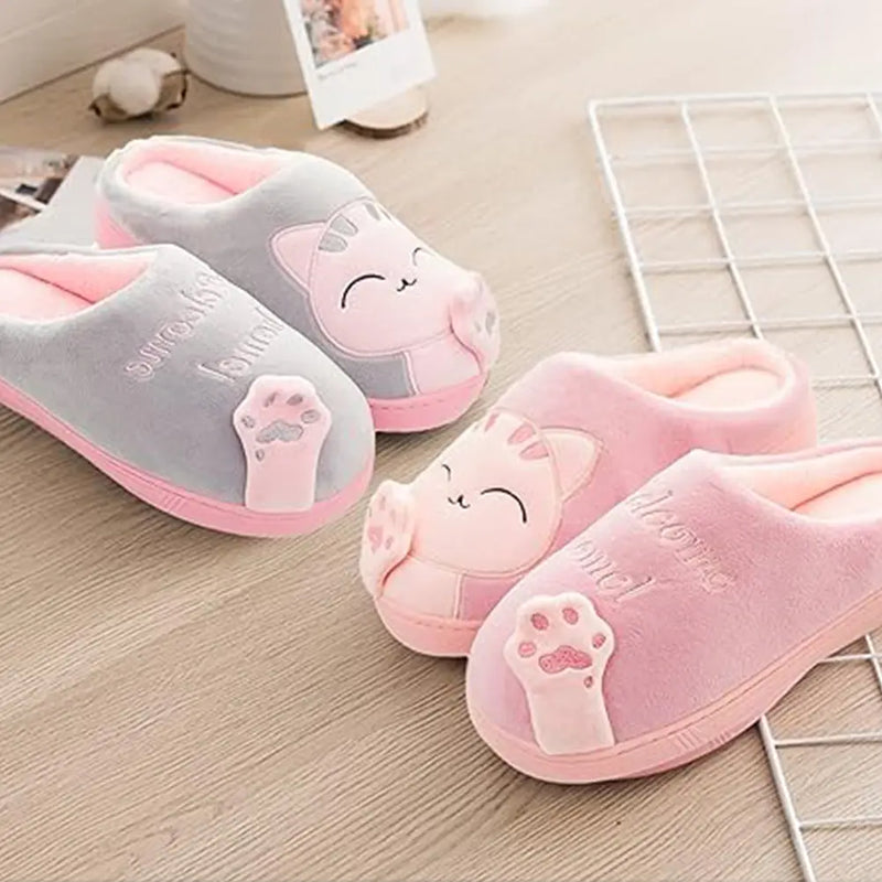 Cute Cartoon Cat Winter Home Slippers