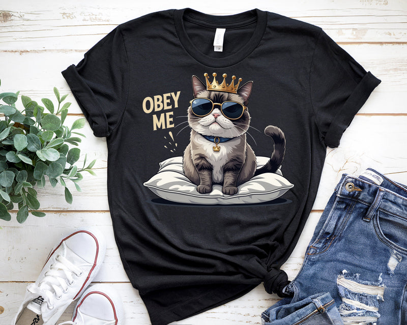 Obey Me Cat T-Shirt – Funny British Shorthair Royalty Tee