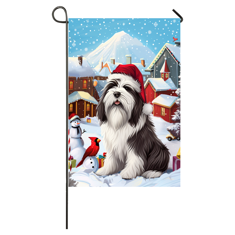 Old English Sheepdog Dog Lovers Let It Snow Christmas Garden Flag