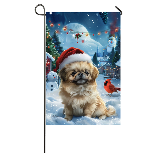 Pekingese Dog Lovers Let It Snow Christmas Garden Flag