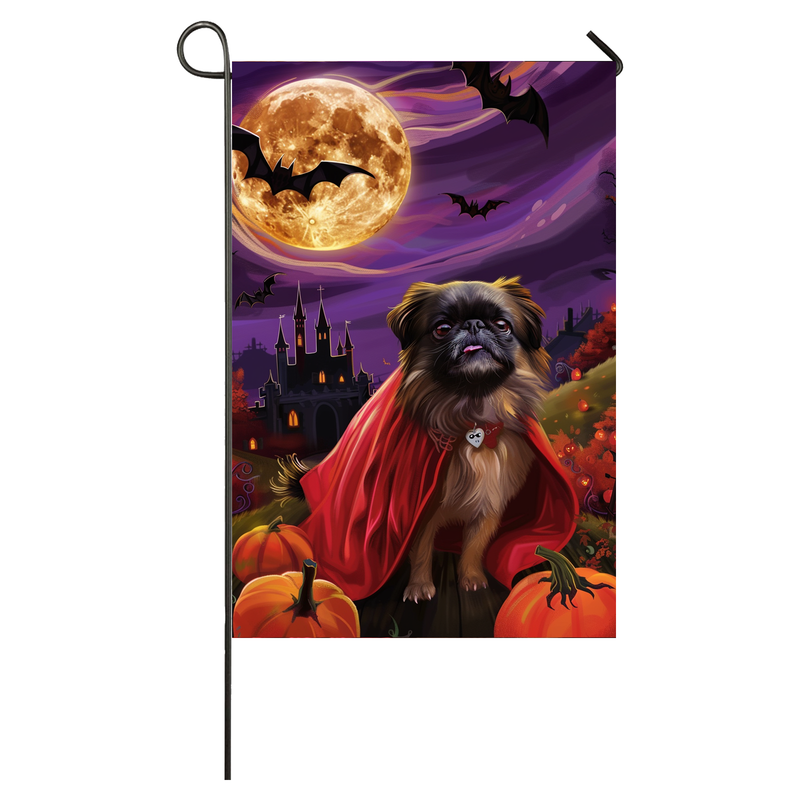 Pekingese Dog Halloween Garden Flag, Spooky Dog Vampire Halloween House Flag