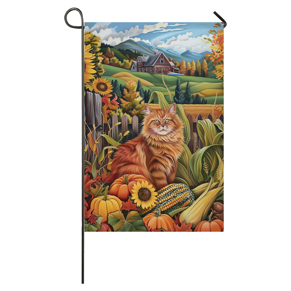 Persian Cat Thanksgiving Garden Flag – Autumn Harvest Decor