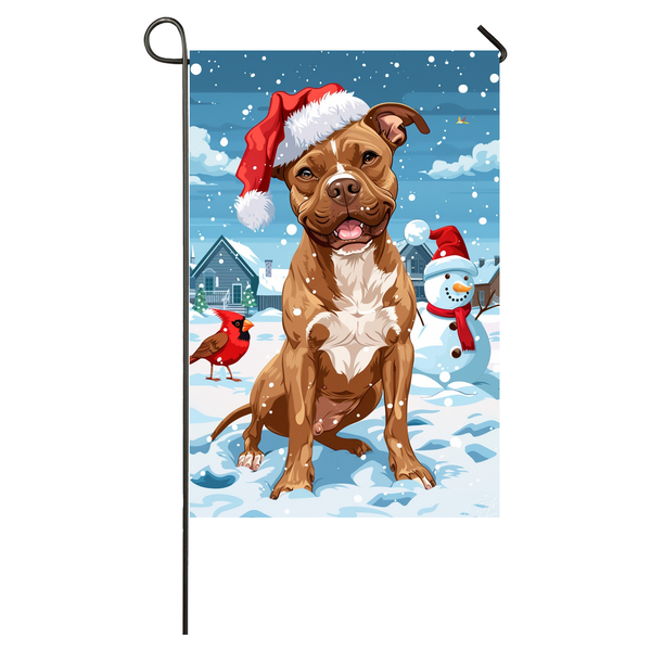 Pitbull Dog Lovers Let It Snow Christmas Garden Flag