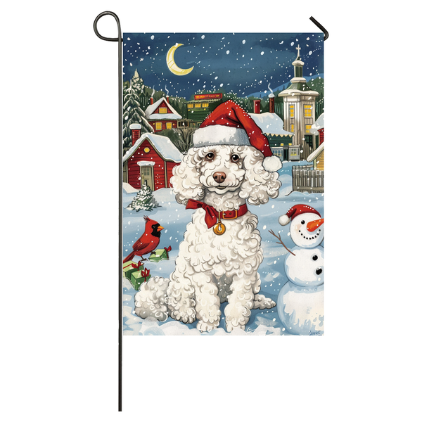 Poodle Dog Lovers Let It Snow Christmas Garden Flag