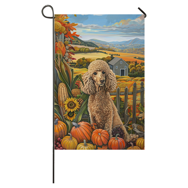 Poodle Dog Thanksgiving Garden Flag – Autumn Harvest Decor