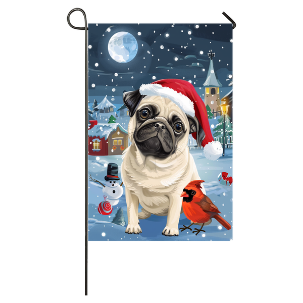 Pug Dog Lovers Let It Snow Christmas Garden Flag