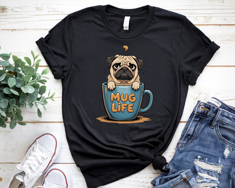 Mug Life Pug T-Shirt – Funny Coffee Lover Dog Tee