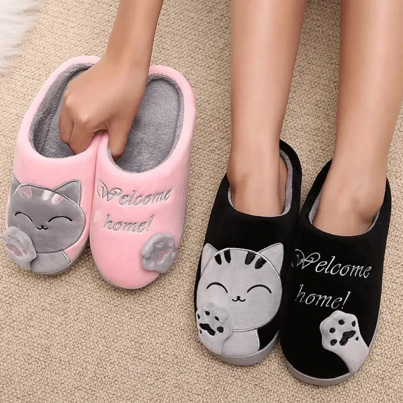 Cute Cartoon Cat Winter Home Slippers