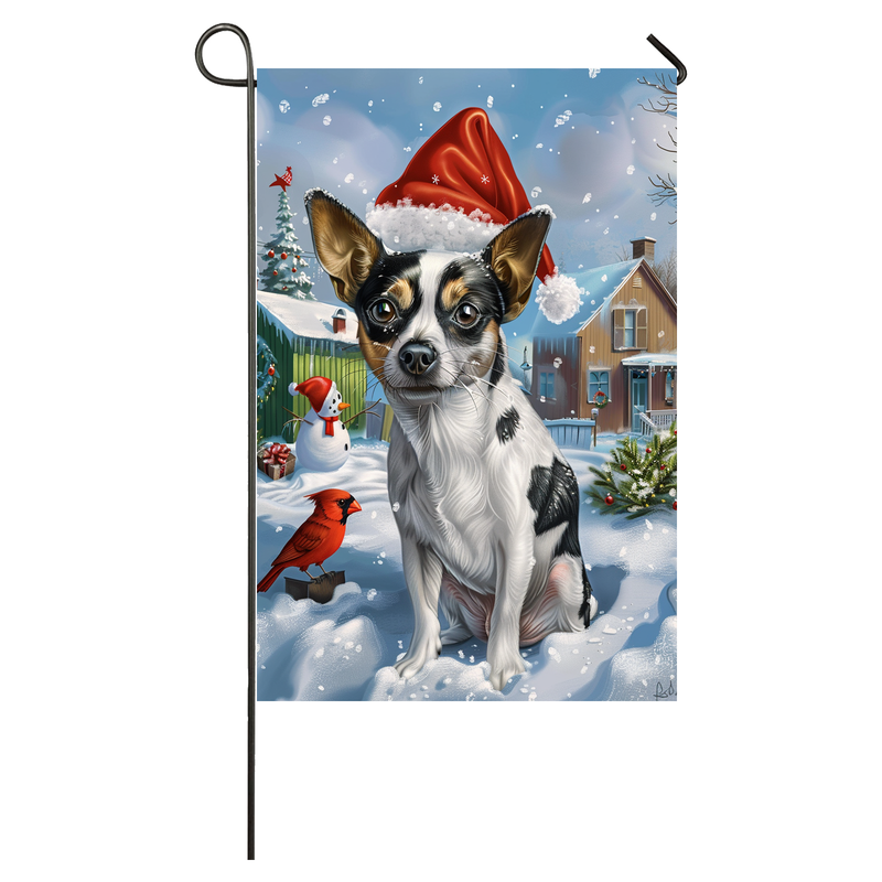 Rat Terrier Dog Lovers Let It Snow Christmas Garden Flag