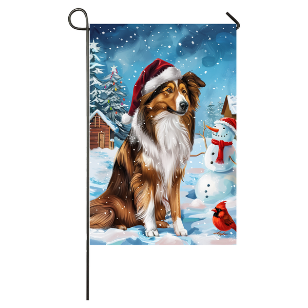 Rough Collie Dog Lovers Let It Snow Christmas Garden Flag