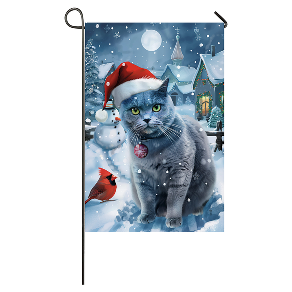 Russian Blue Cat Lovers Let It Snow Christmas Garden Flag