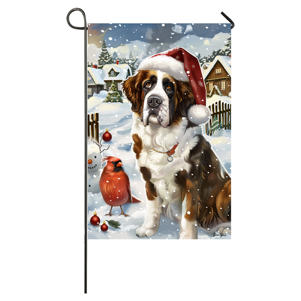 Saint Bernard Dog Lovers Let It Snow Christmas Garden Flag