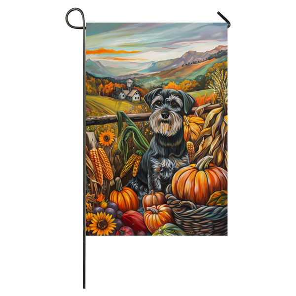 Schnauzer Dog Thanksgiving Garden Flag – Autumn Harvest Decor