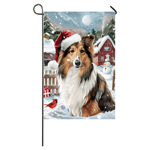 Shetland Sheepdog Dog Lovers Let It Snow Christmas Garden Flag