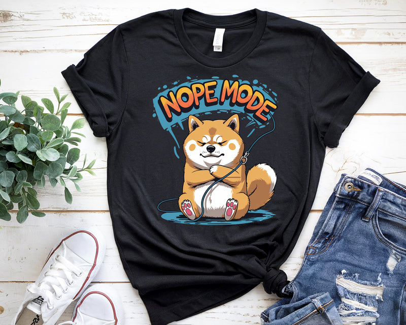 Nope Mode Shiba Inu T-Shirt – Funny Stubborn Dog Tee