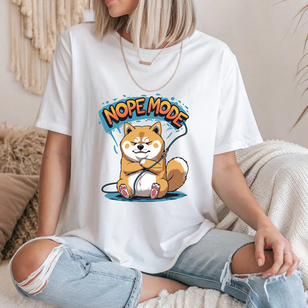 Nope Mode Shiba Inu T-Shirt – Funny Stubborn Dog Tee