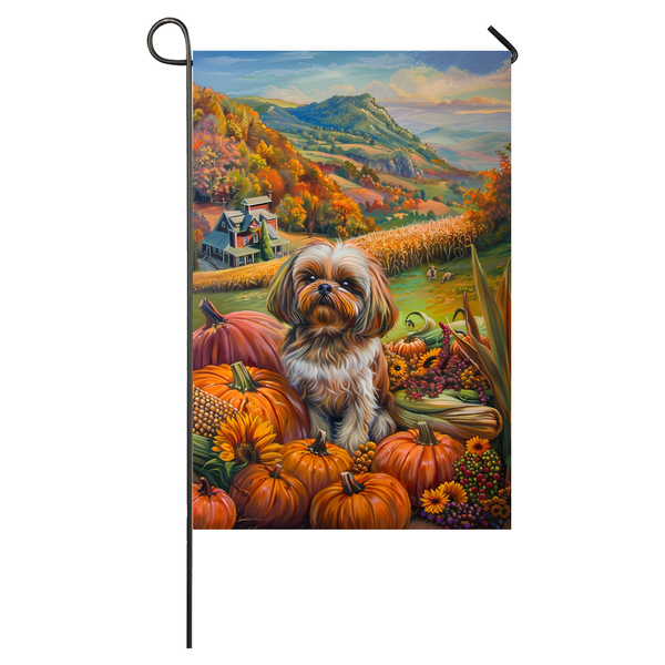 Shih Tzu Dog Thanksgiving Garden Flag – Autumn Harvest Decor