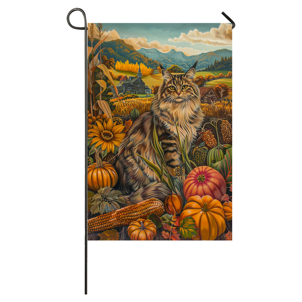 Siberian Cat Thanksgiving Garden Flag – Autumn Harvest Decor