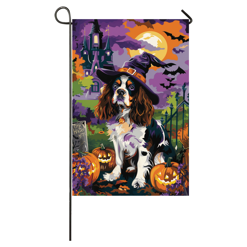 Springer Spaniel Dog Halloween Garden Flag, Spooky Dog Witch Halloween House Flag