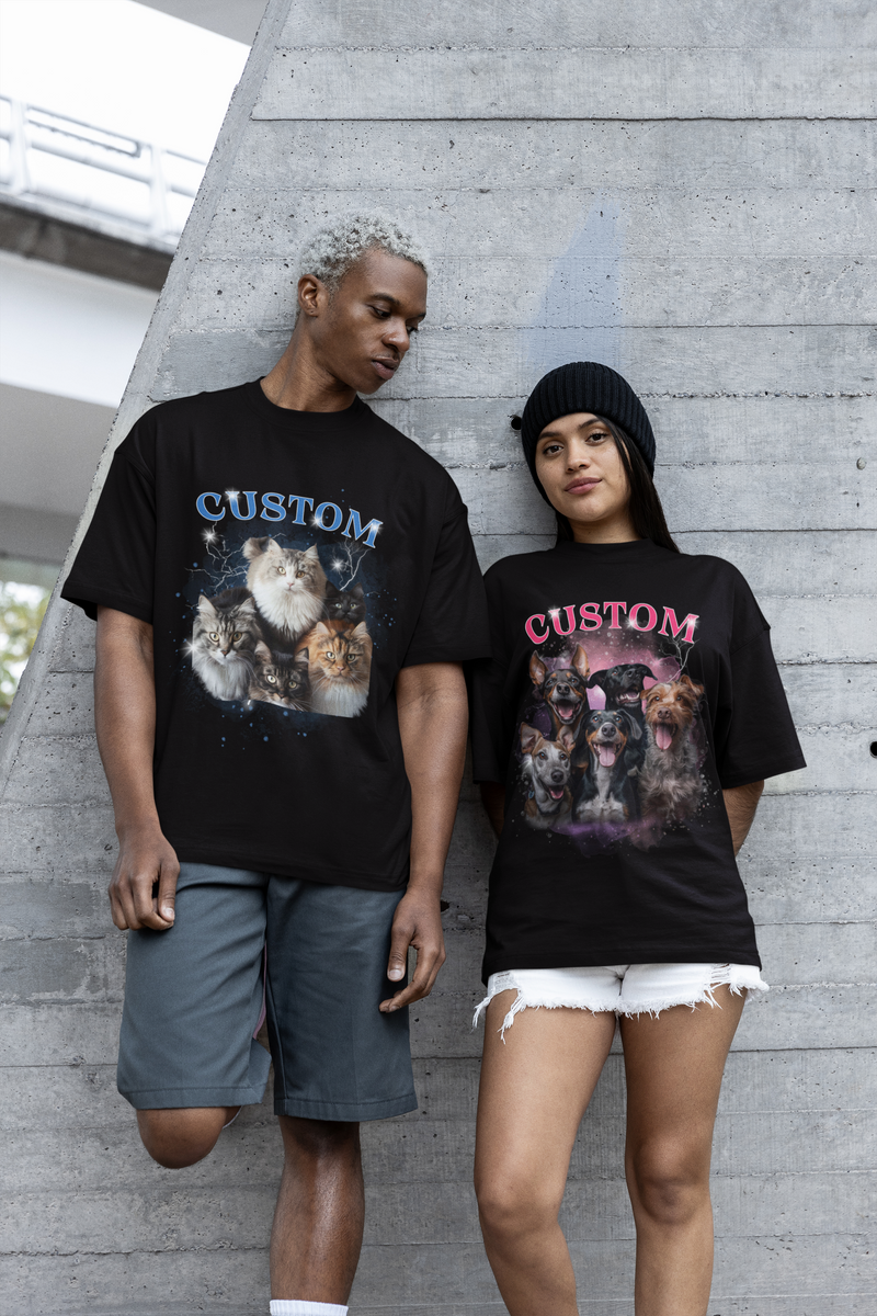 Custom Pet Photo Tees: Unique Streetwear for Dog Cat Lovers Unisex Heavy Cotton Tee T-shirt