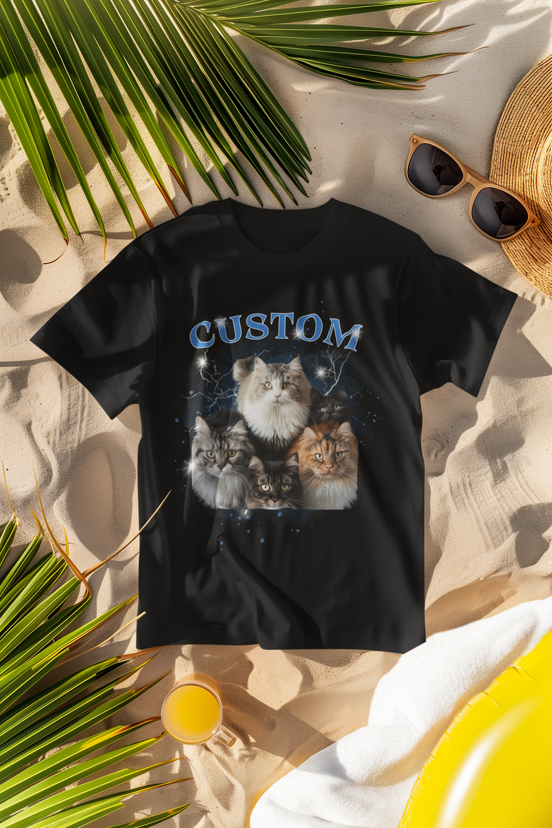 Custom Pet Photo Tees: Unique Streetwear for Dog Cat Lovers Unisex Heavy Cotton Tee T-shirt