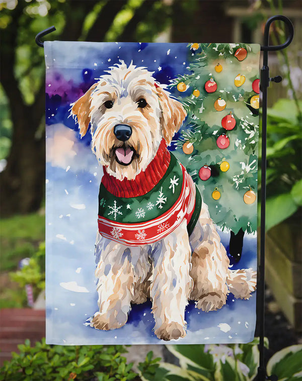 Wheaten Terrier Garden Flag – Festive Christmas Decor