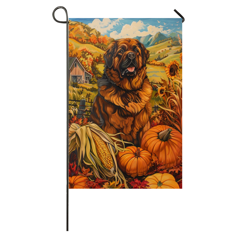 Tibetan Mastiff Dog Thanksgiving Garden Flag – Autumn Harvest Decor