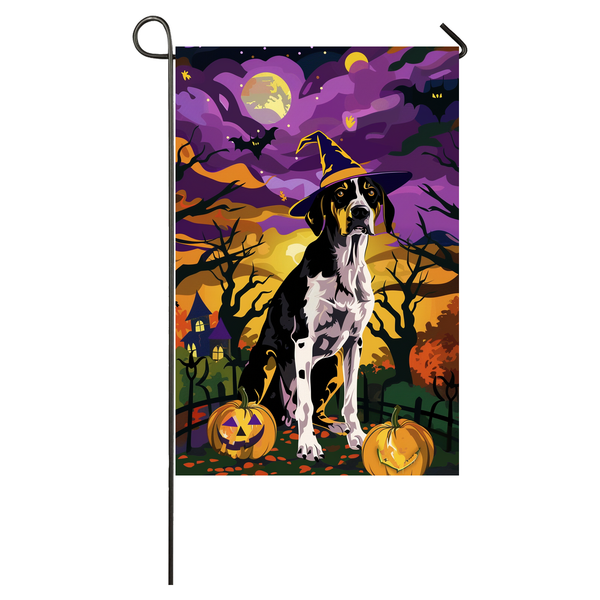 Treeing Walking Coonhound Dog Halloween Garden Flag, Spooky Dog Witch Halloween House Flag