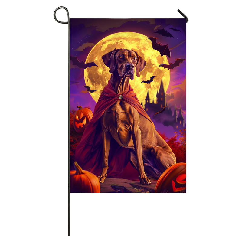 Vizsla Dog Halloween Garden Flag, Spooky Dog Vampire Halloween House Flag