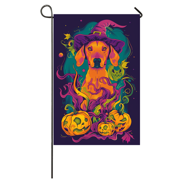 Vizsla Dog Halloween Garden Flag, Spooky Dog Witch Halloween House Flag