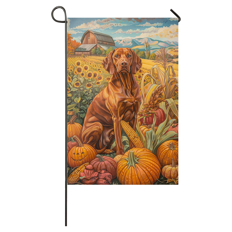 Vizsla Dog Thanksgiving Garden Flag – Autumn Harvest Decor