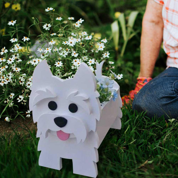 West Highland White Terrier Dog Planter – Cute Flower Pot for Garden, Westie Gifts for Westie Lovers