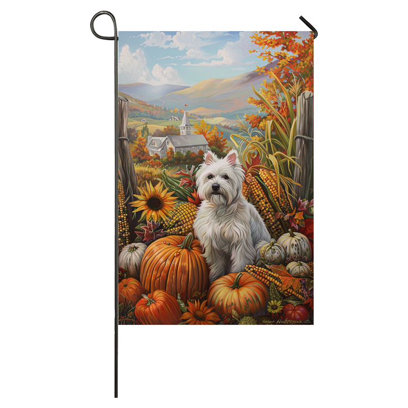 West Highland White Terrier Dog Thanksgiving Garden Flag – Autumn Harvest Decor