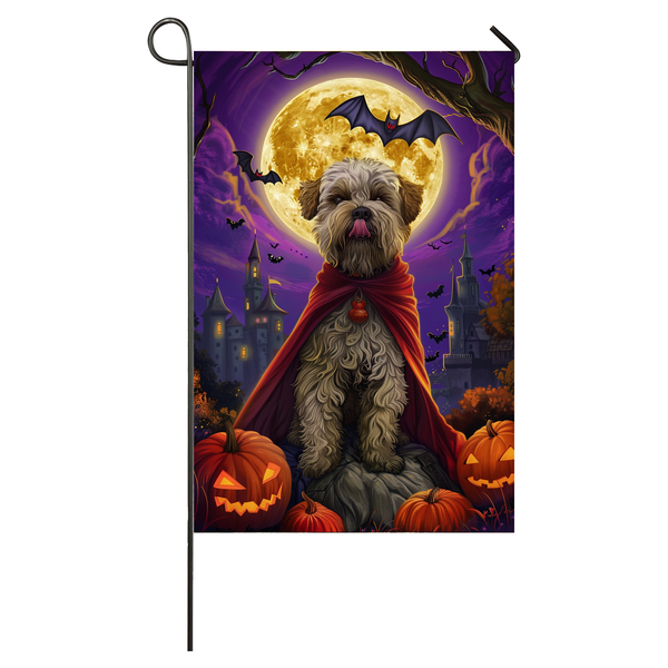 Wheaten Terrier Dog Halloween Garden Flag, Spooky Dog Vampire Halloween House Flag